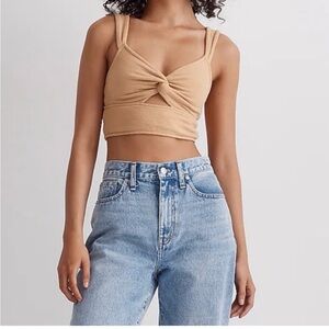 NWT MADEWELL cutout knot front crop tank top XS